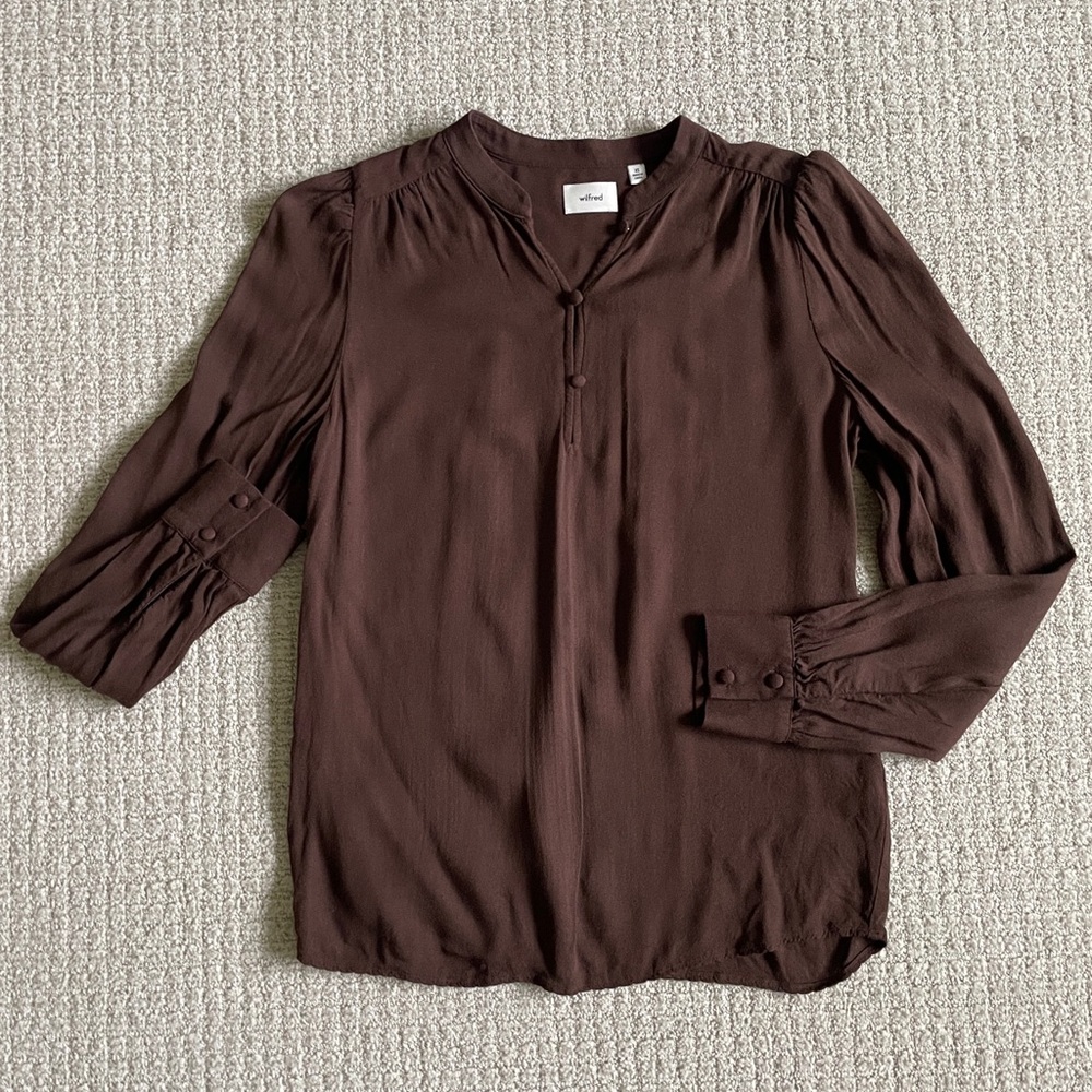 Aritzia Wilfred Chocolate Brown Blouse